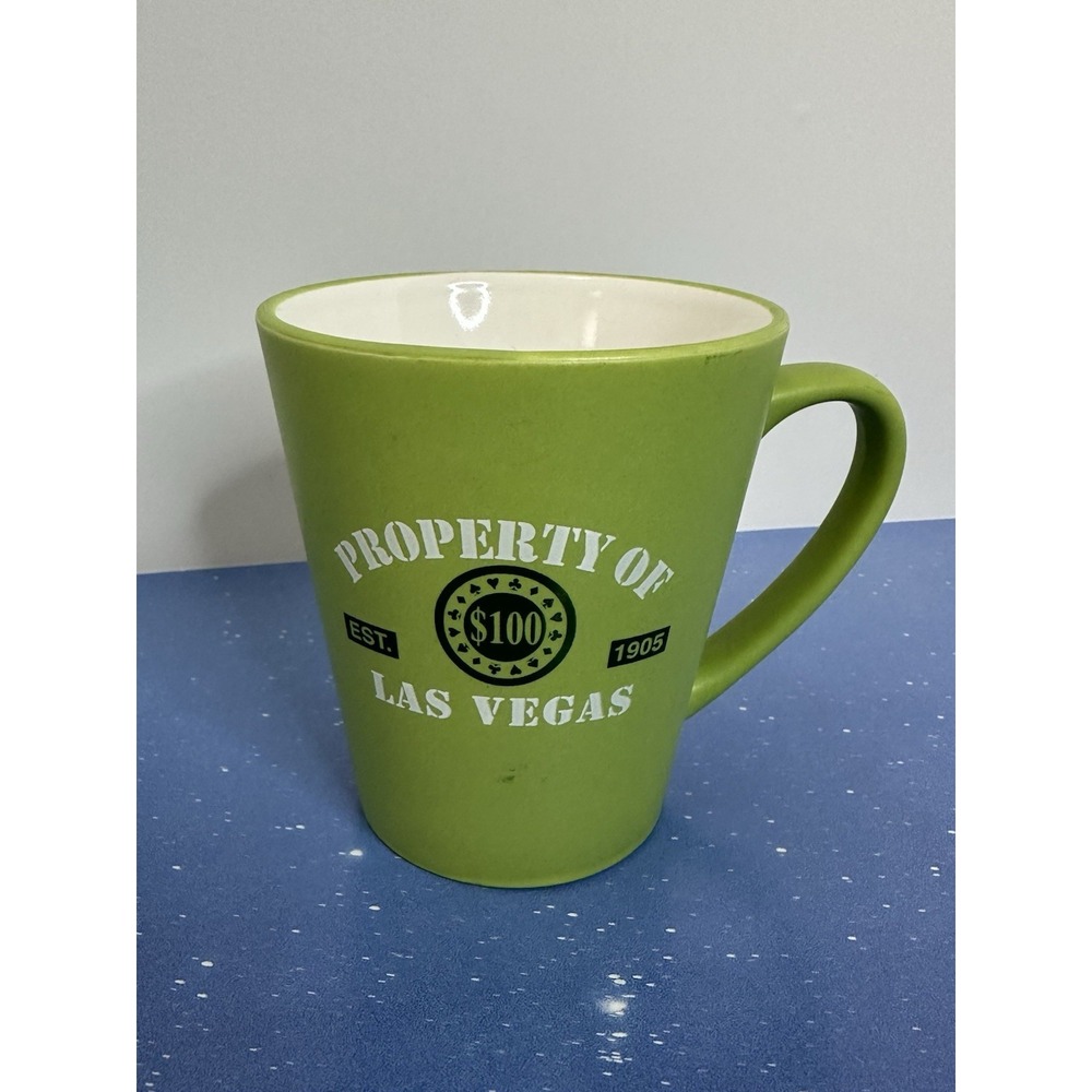 Property of Las Vegas Poker Chip $100, 1905 Collector Souvenir Mug Vintage Lime
